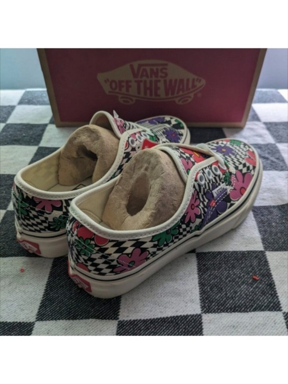 Vans Authentic Kid Youth 3.5 Printed Floral Check Marshmallow Classic 0926 - Picture 2 of 11